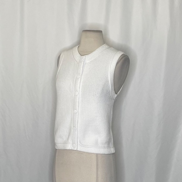 NWT!! J. CREW Cropped Button-Up Sweater Shell Solid White Nautical Knit Small - Picture 6 of 12